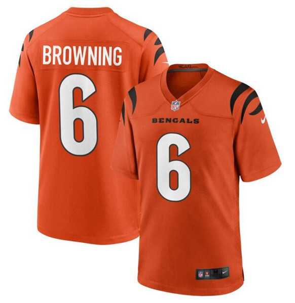 Men & Women & Youth Cincinnati Bengals #6 Jake Browning Orange Stitched Game Jersey